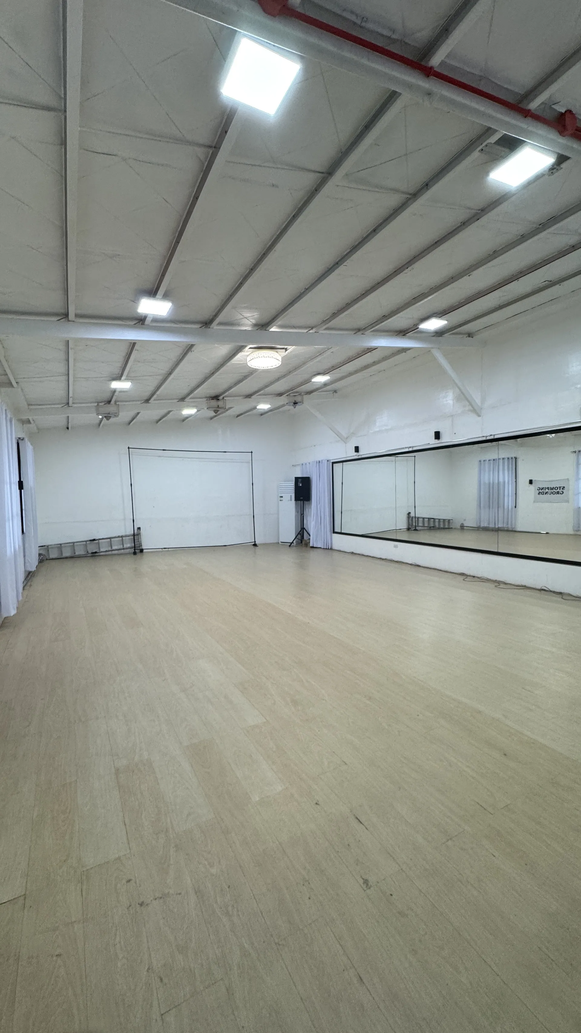 The Mabolo event hall and dance studio with a mirrored wall